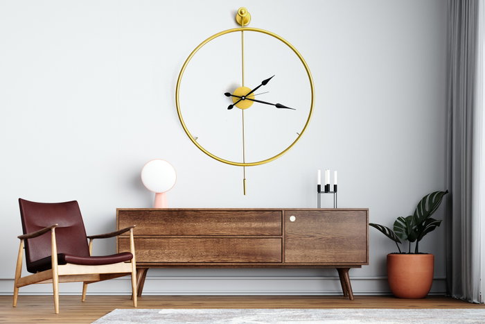 Wallity Mclock-00101 Reloj de Pared Decorativo de Metal Color Dorado 58x80cm